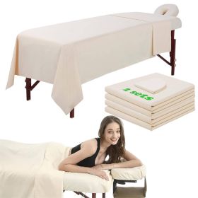 3 Piece Massage Table Sheets Set 2 Sets Massage Bed Cover Soft Waterproof (Option: Beige-2sets)