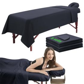3 Piece Massage Table Sheets Set 2 Sets Massage Bed Cover Soft Waterproof (Option: Black-2sets)